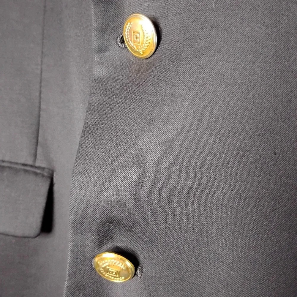 Chaps Blazer Jacket Mens 46R Navy Blue Gold Button Sport Coat Wool‎ -9